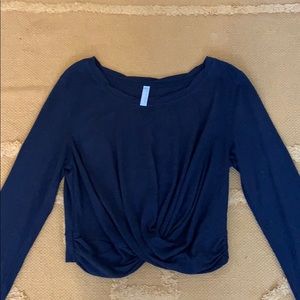 Free People Navy Long Sleeve Top